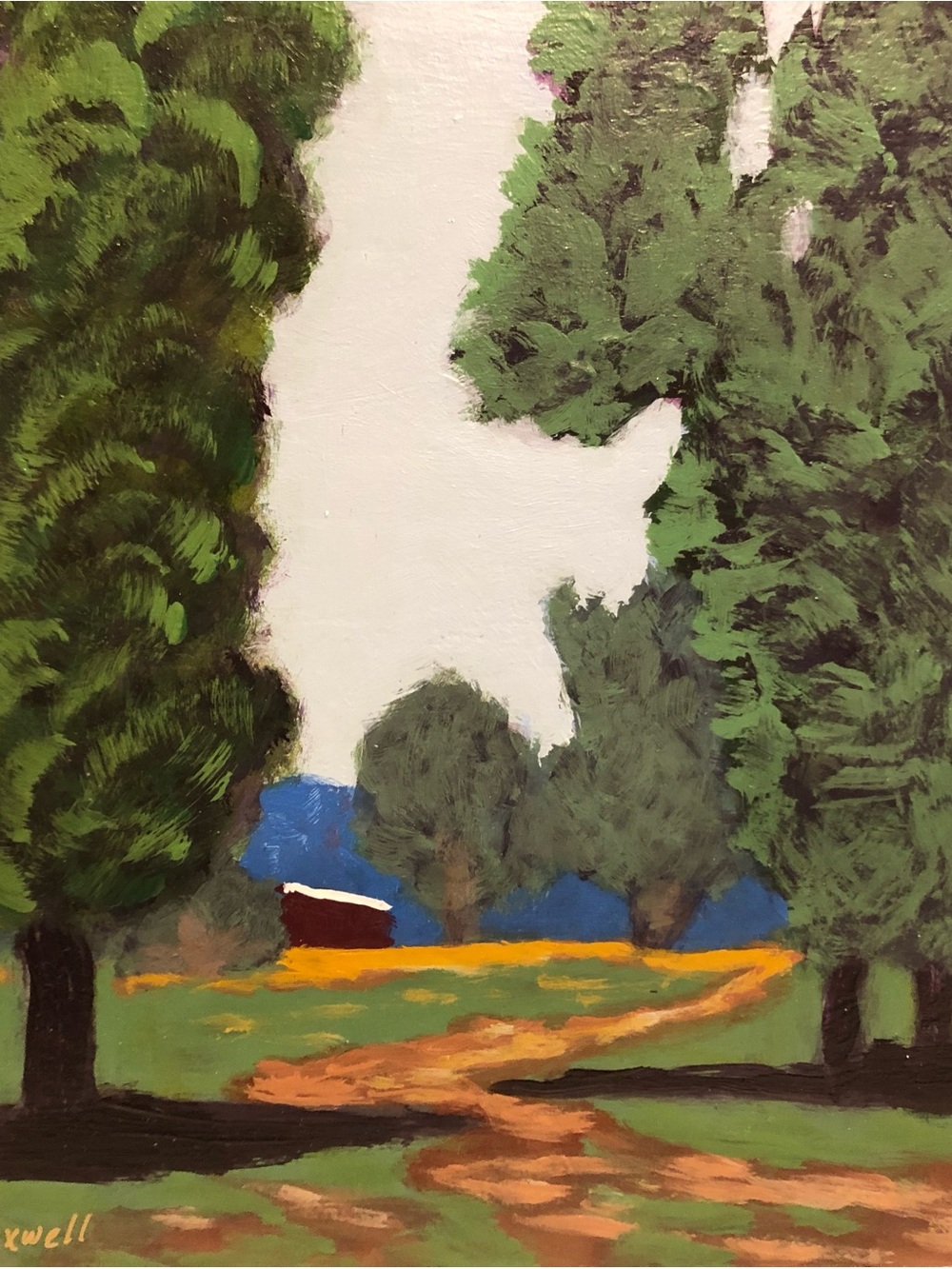 Painting Original Landscape 11 x 14 Acrylic on Wooden Panel - Picture 2 of 5